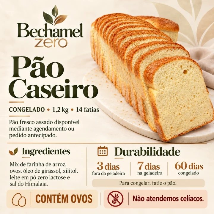 Arte original Bechamel Zero: Pão caseiro congelado — 1,2 kg (14 fatias)